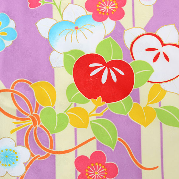 七五三被布 : K047 【三歳女児被布】ピンク×紫 矢羽根に橘梅 | 七五三