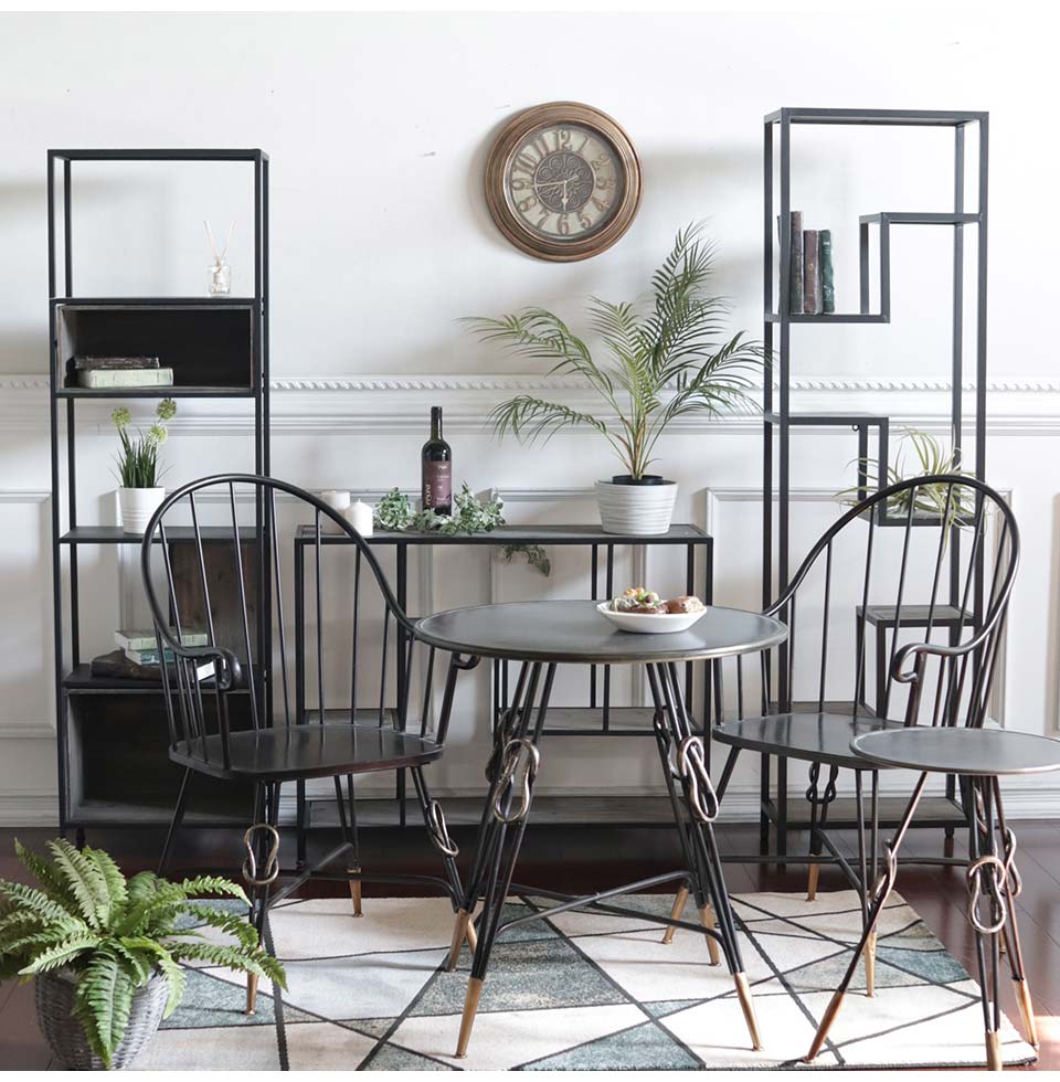 ヴィンテージスタイル アイアンチェア ブラック (男前インテリア