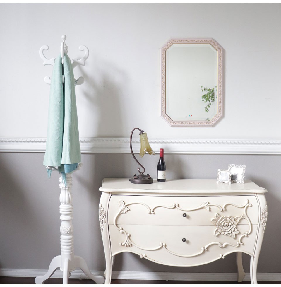 イタリア製 ウォールミラー(壁掛け鏡) ピンクリーフ 48×68cm｜おしゃれ