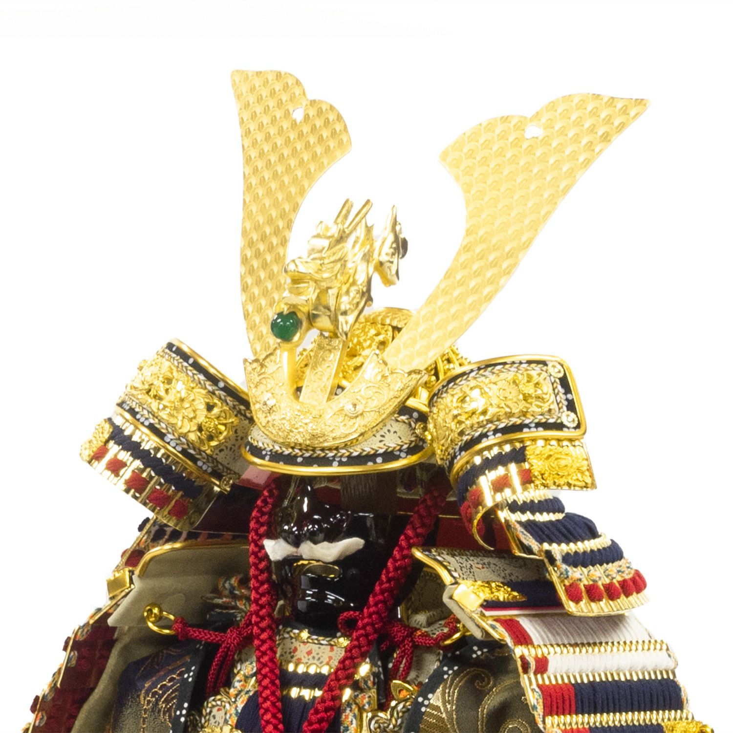 五月人形】正絹紺肩取縅 純金箔押鎧8号床飾り 平安道齋作 | 雛人形