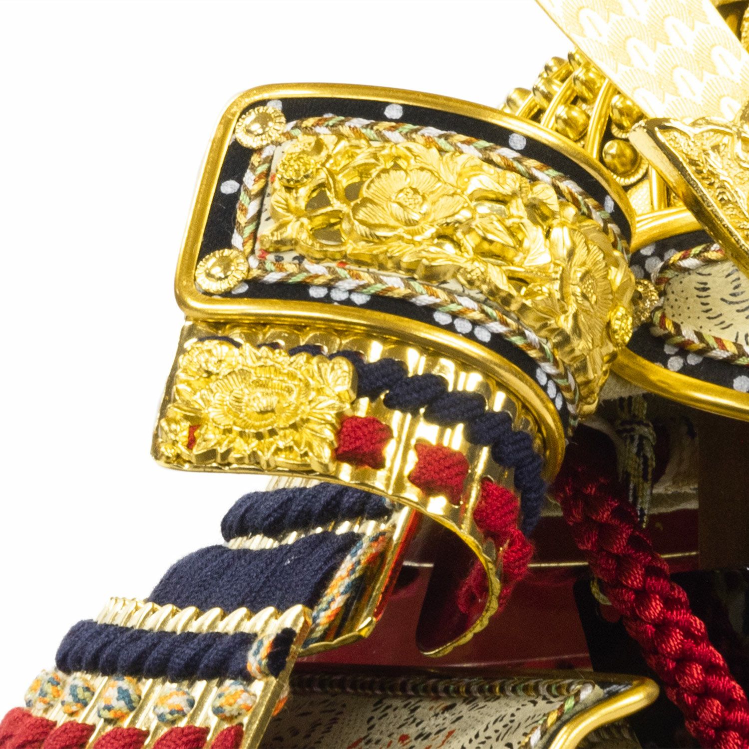 五月人形】正絹紺肩取縅 純金箔押鎧8号床飾り 平安道齋作 | 雛人形