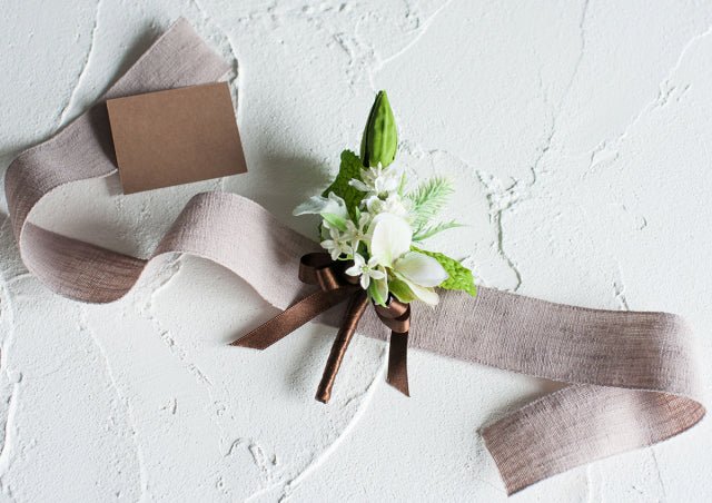 ウェディングブーケ】 Forest-Mist リースブーケ ブートニア付き【造花