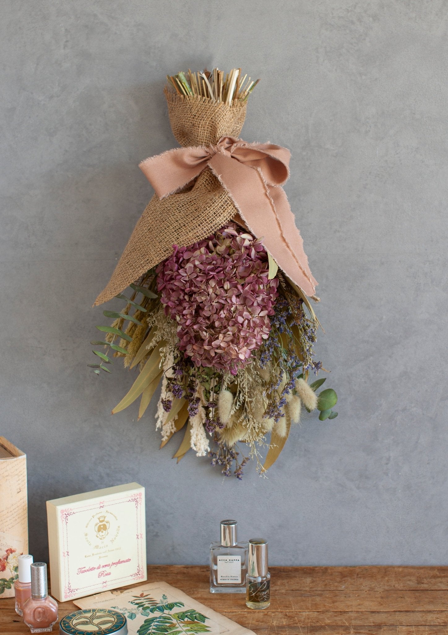 5/17～19 お届け ドライフラワースワッグ 「ナチュラル ロゼ」母の月