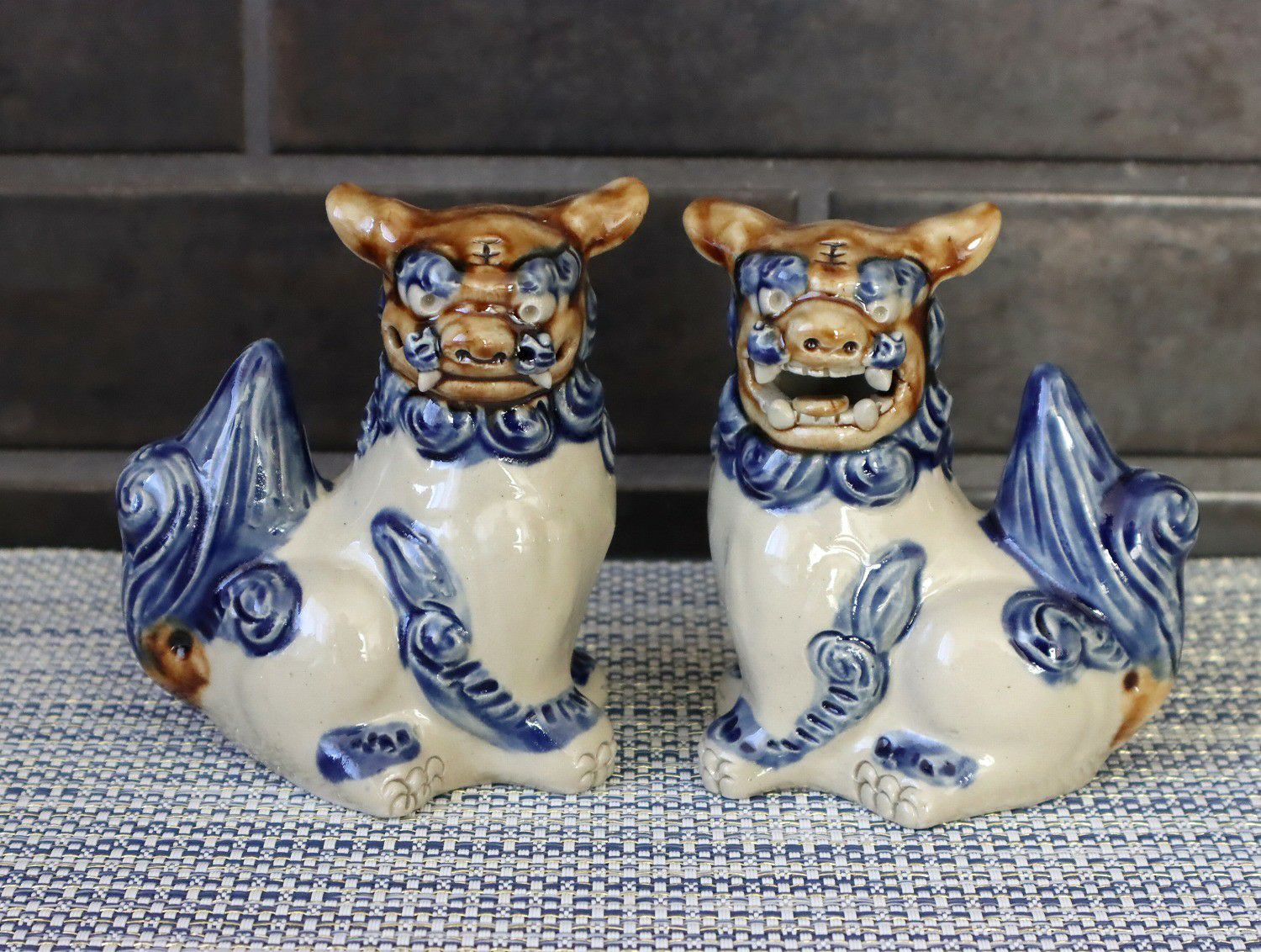 だるまシーサーペア 赤緑 / 置物 / 高江洲陶器所 | ゆいまーる沖縄