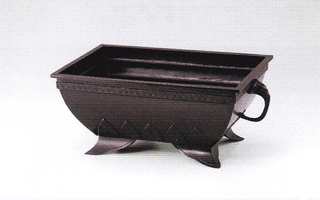 銅器 砂鉢尺3長角深菖蒲 赤焼色 - 花器ギャラリー 裕器 (ゆうき）