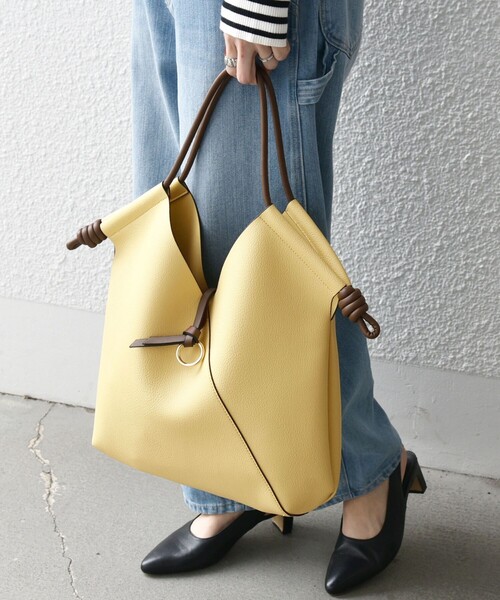 SHIPS any トートバッグ any: バイカラー Vカット トート バッグ