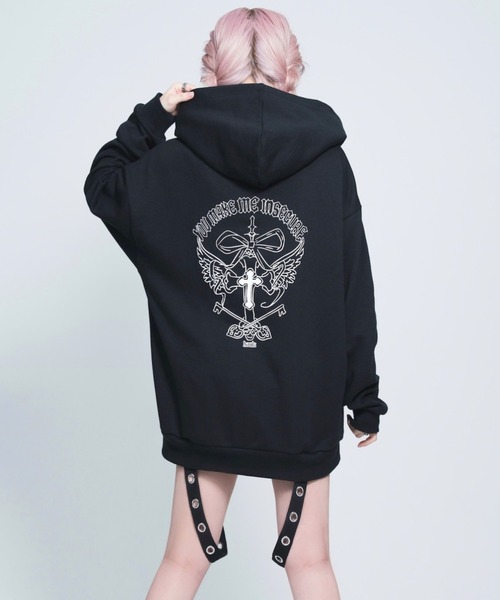 Hauls パーカー 病みかわクロスZIPぱーかー レディース メンズ