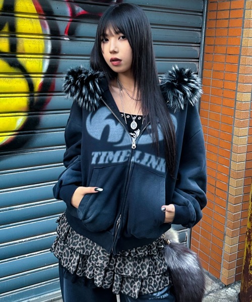 A'gem（エージェム） パーカー A'GEM/9 × .kom ファー付加工ジップ