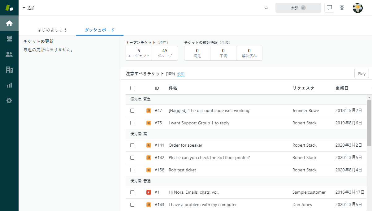 チケットの操作 – Zendeskヘルプ