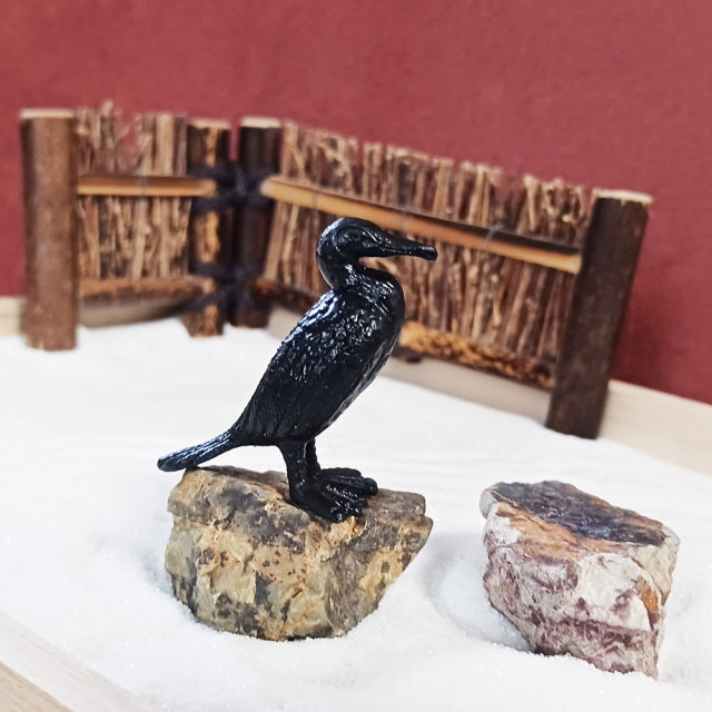 ミニチュア 添配 フィギュア 盆景 鵜 （ う ） 銅製 鳥 とり zengarden