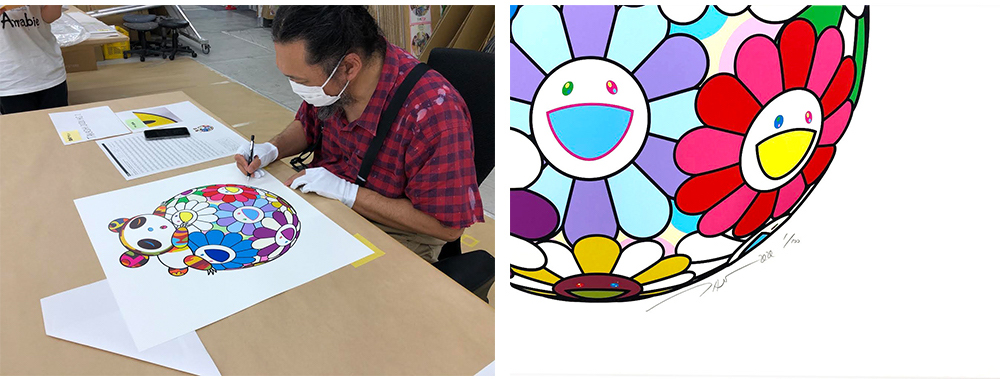 橋本明治 「杉戸絵・桜」 木版画 刷り込みサイン・作品証明シール有り