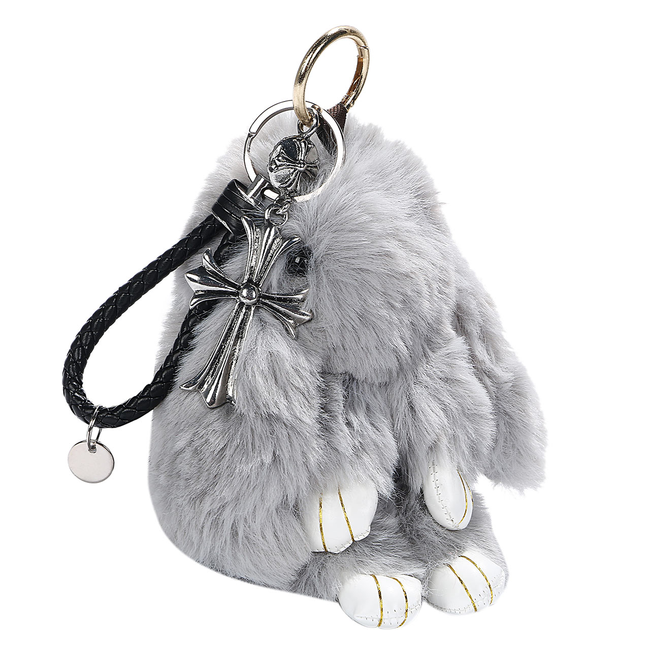 ZIYMU ジーム] ラビットファー バッグチャーム うさぎ クロス チャーム