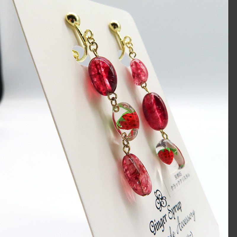 strawberry candy- 3連 イヤリング