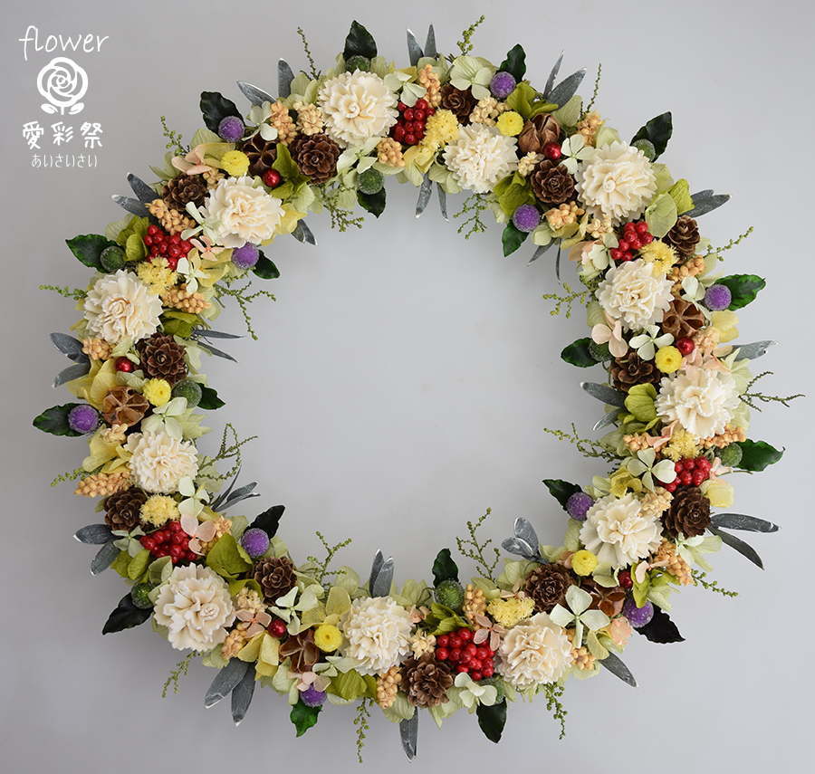 ミモザのリース ミモザリース アーティフィシャルフラワー 造花 大きい