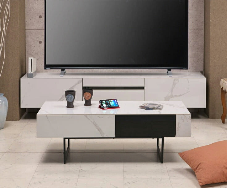 センターテーブル リビングテーブル ローテーブル 110cm ストーン調