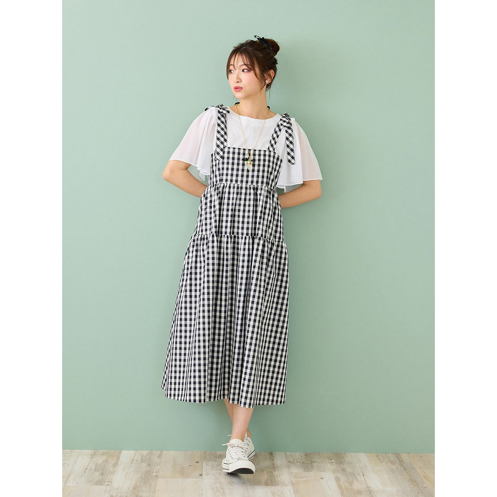 ギンガムチェックビスチェ風ワンピース 51013405｜【アリノマ】大きい