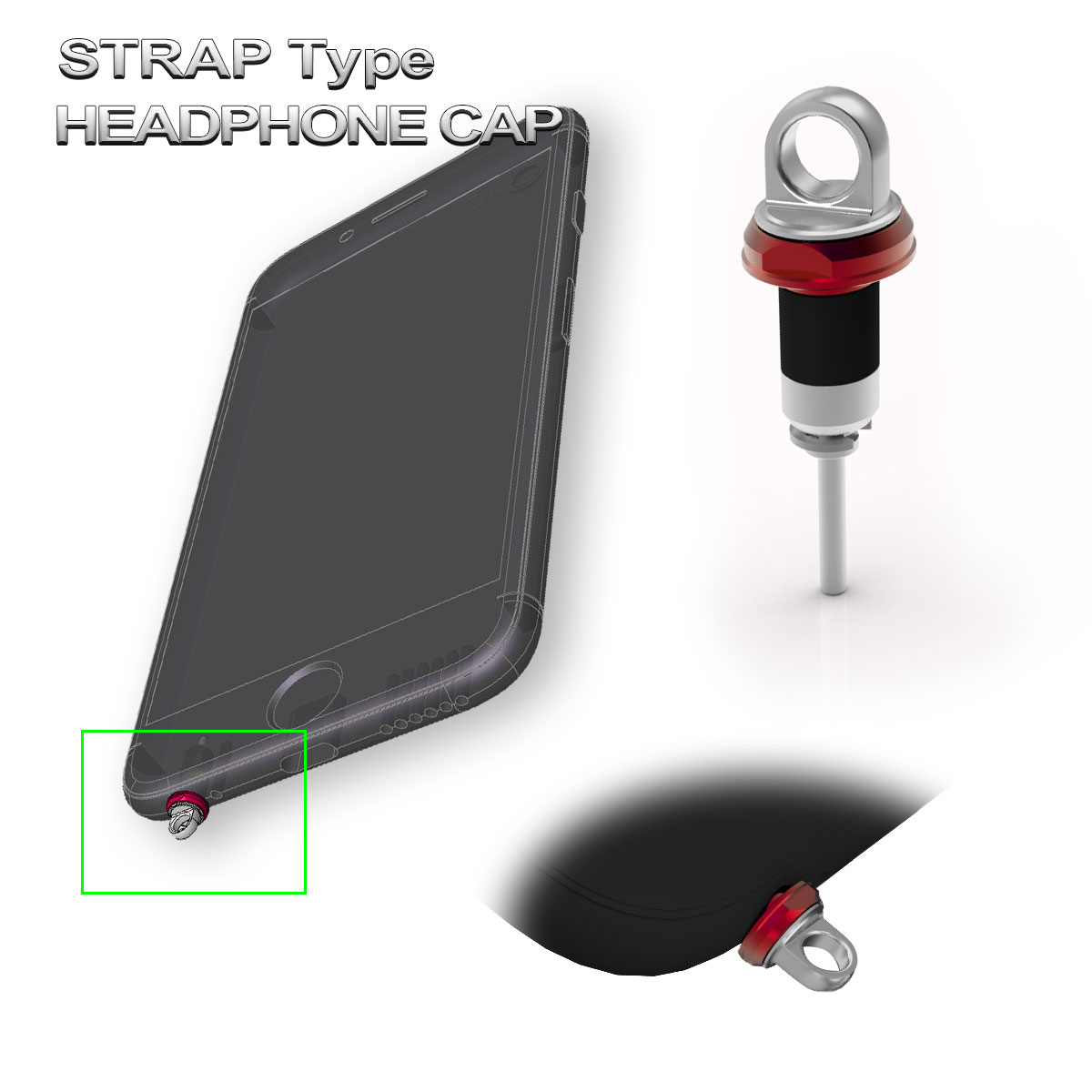 スマホなどの端末にストラップが取付できる特殊なイヤホンジャック