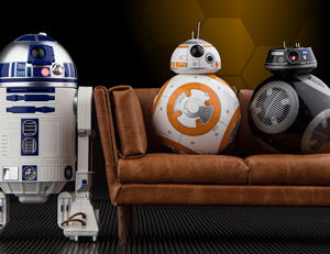スター・ウォーズ』のドロイドR2-D2、BB-8、BB-9E スマホで操作できる