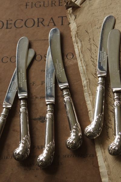 マザーオブパールハンドルシルバープレートティーナイフ バターナイフ