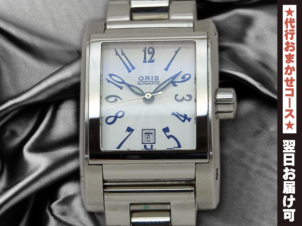 HA-6654| オリス レクタンギュラー デイト Ref.7526 SS シースルー