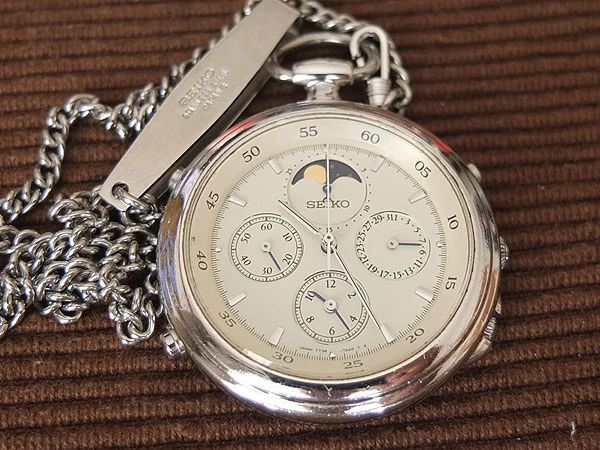 JA-3143| セイコー SEIKO 懐中時計 アラーム付 クロノグラフ ムーン
