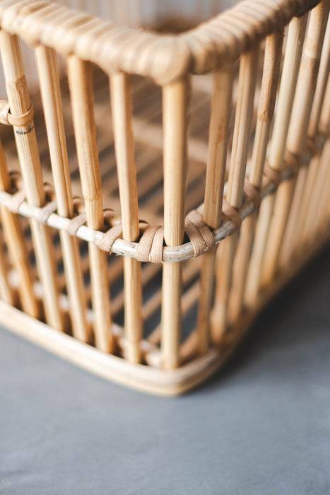 ラタンバンブー ランドリーバスケット｜ラタン×竹の手編みかご｜amuco
