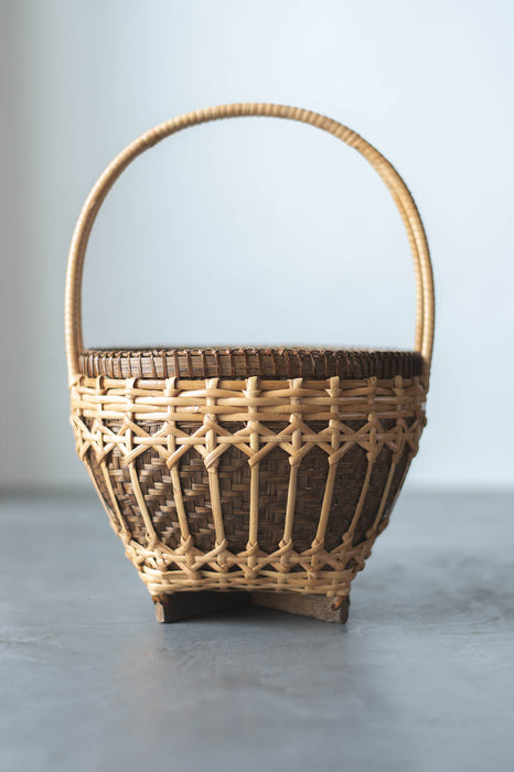 ラタンバンブー ハンドルバスケット｜ラタン×竹の手編みかご｜amuco