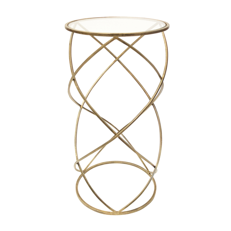 ガラスサイドテーブル（ゴールドスパイラルフレーム）｜広島の輸入家具