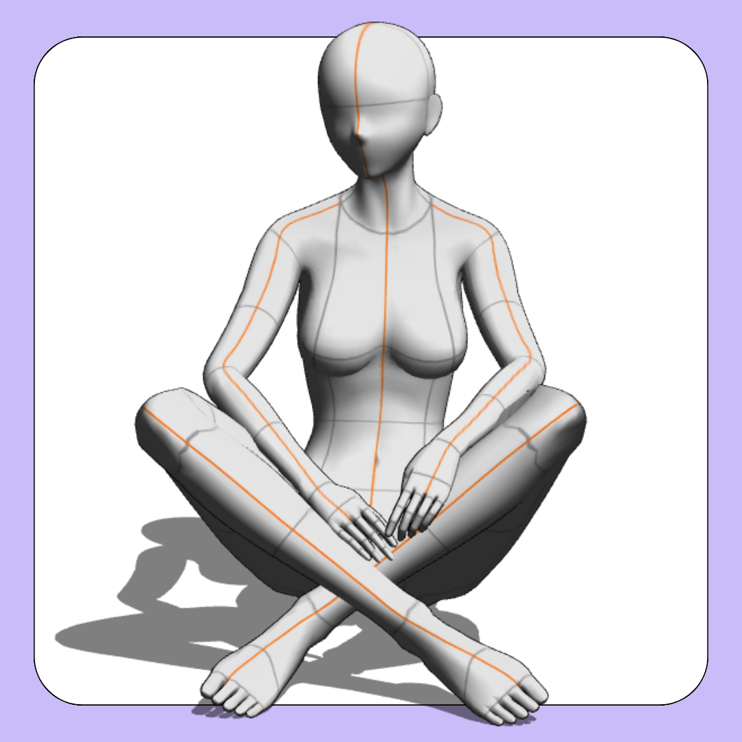 ポーズ No.003 - モデルポーズ シッティングクロス - CLIP STUDIO ASSETS