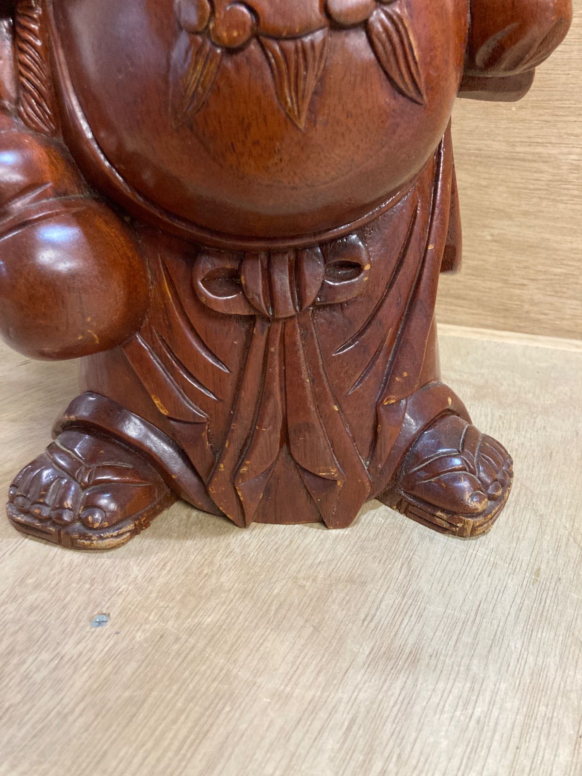 木彫り 布袋尊 一本作り 希少 七福神 置物 約42cm 縁起物 - メルカリ
