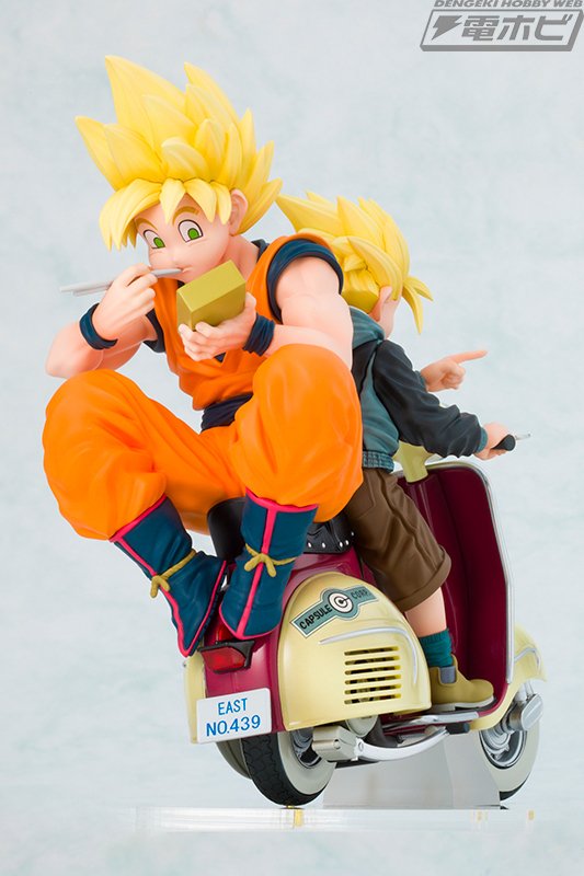 鳥山明氏が描いた、バイクで出かけているふたりを再現