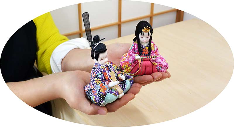 プリンセスひな人形 木目込み人形 手のひらサイズの雛人形 三人官女