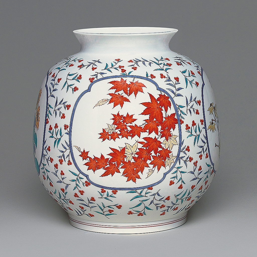 十五代 酒井田柿右衛門『 濁手四季文花瓶』 | 陶芸作品（作家特選