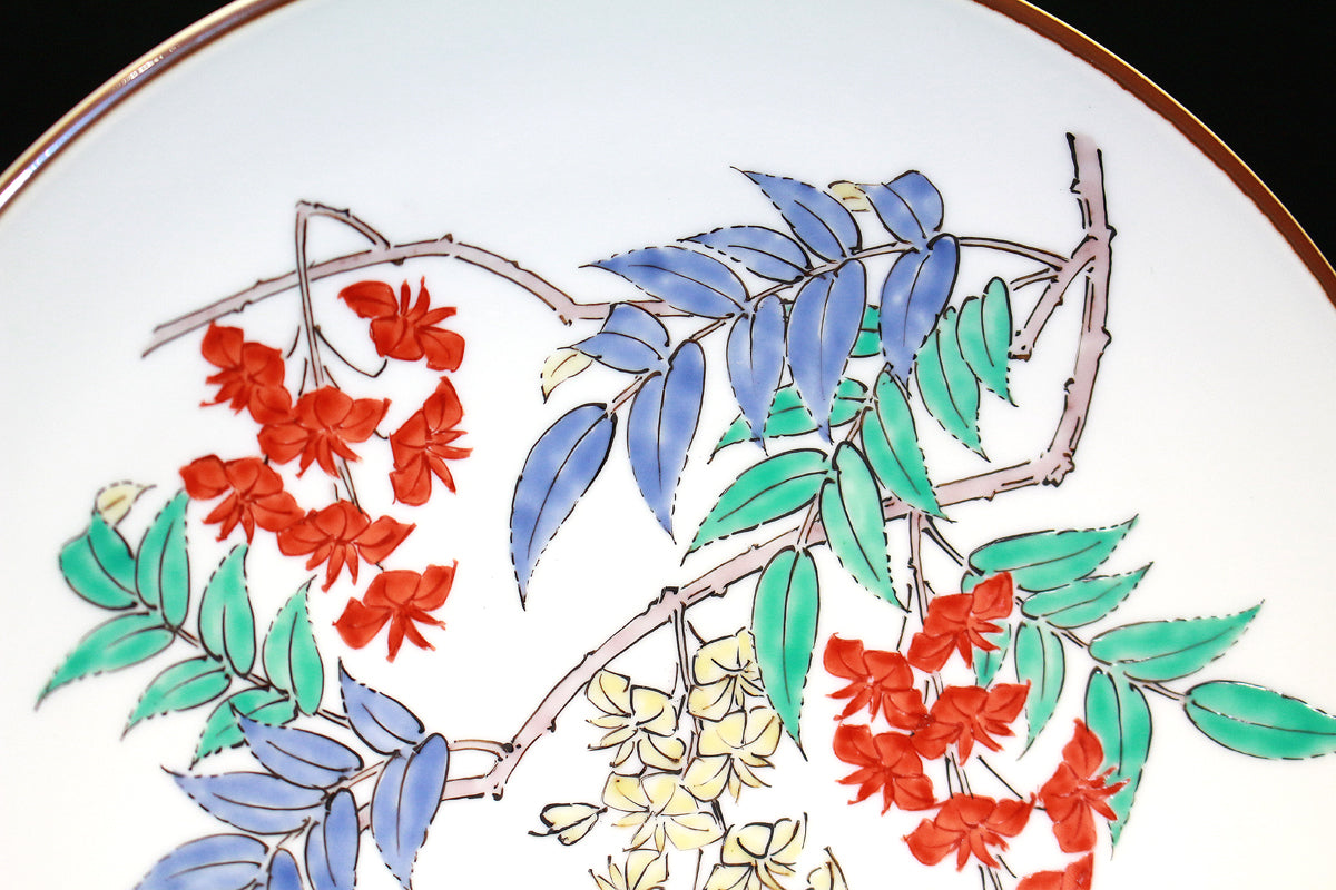 25796 人間国宝 14代酒井田柿右衛門 濁手藤花文皿 – アート飛田