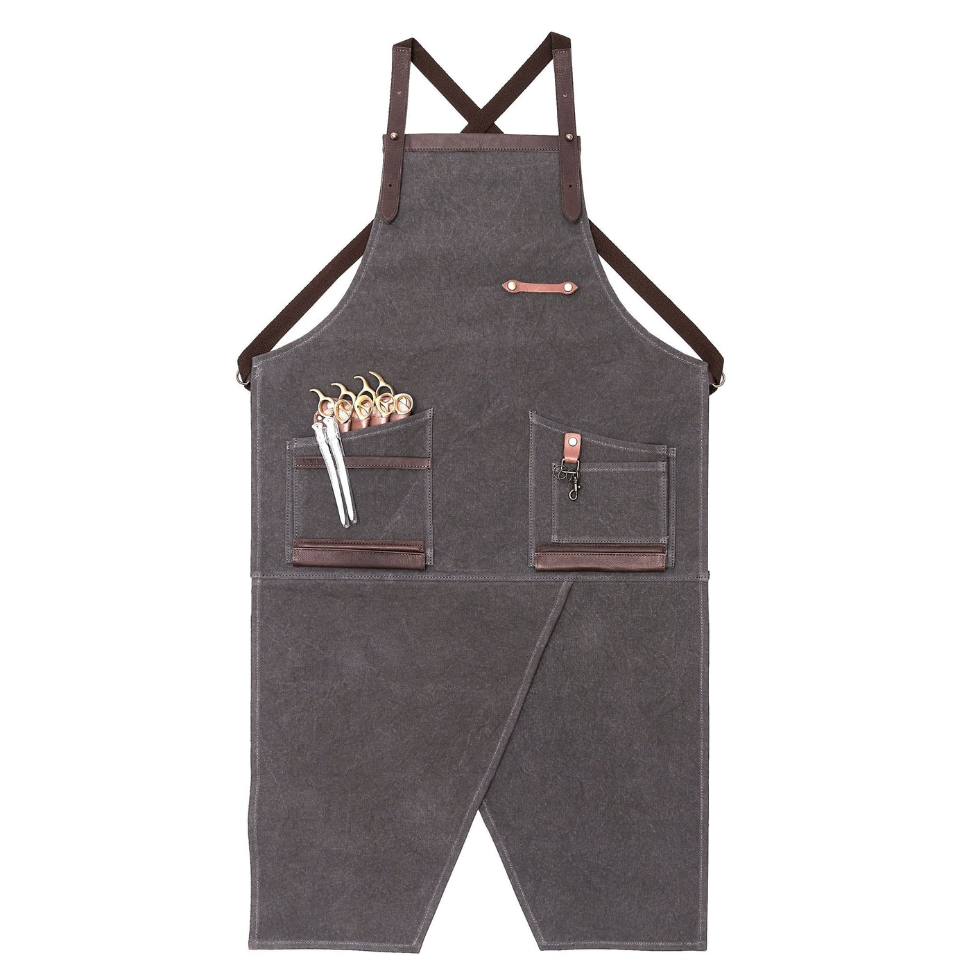 パラフィンバイオウォッシュ帆布 シザーエプロン チャコールグレー