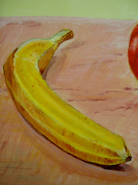イズミさんのリンゴとバナナのアクリル画