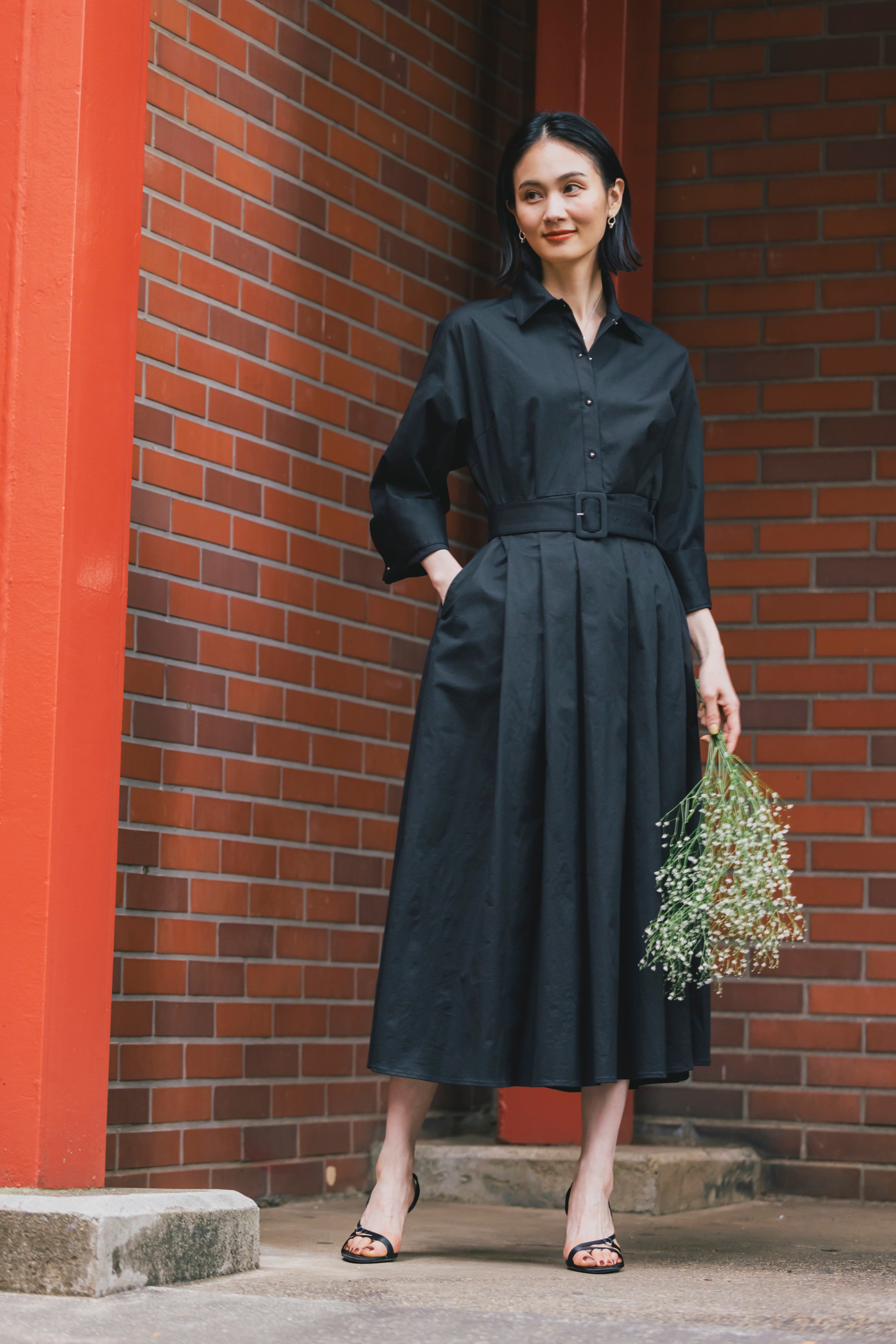 タックワンピース（共布ベルト付き） NS-305 – ATELIER N'S