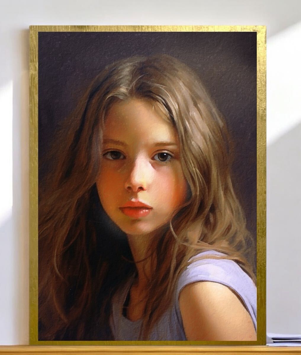 傑作選・少女の肖像画・油絵風のアート作品】女性のポートレート油彩