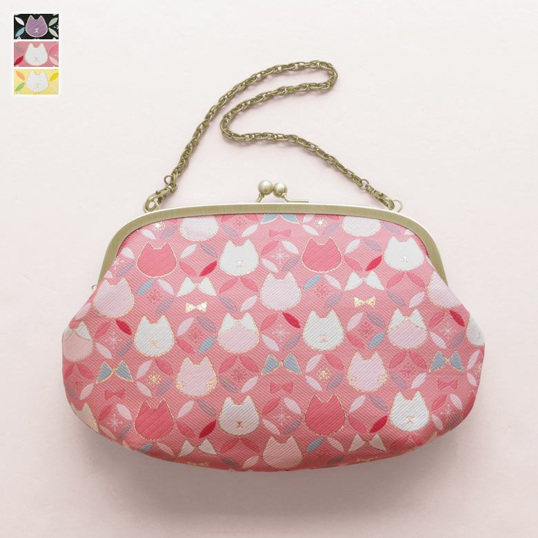 在庫商品】がま口セカンドバッグ ※ゆうパケット不可【ねこ七宝