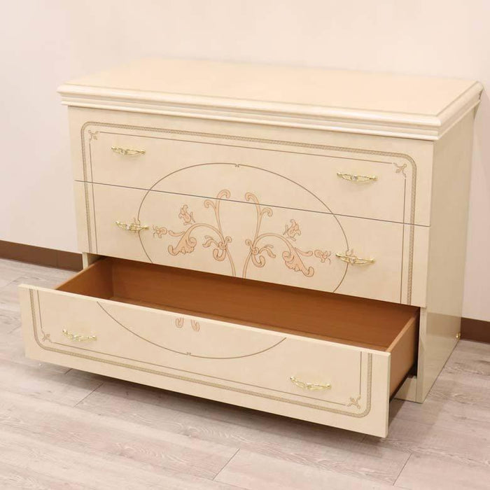 サルタレッリ フローレンス ワイド3段チェスト 113cm幅 アイボリー