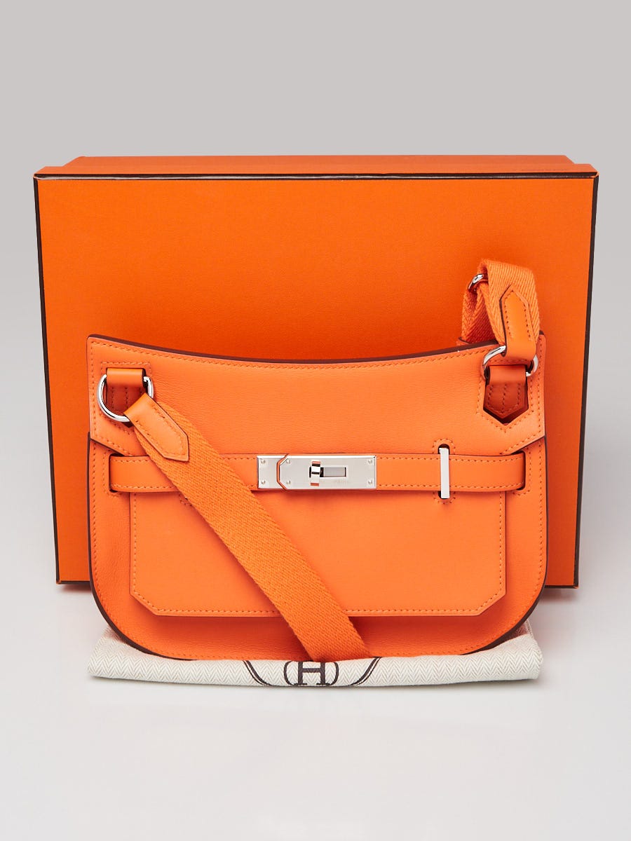 Hermes Orange Feu Swift Leather Palladium Plated Mini Jypsiere Bag