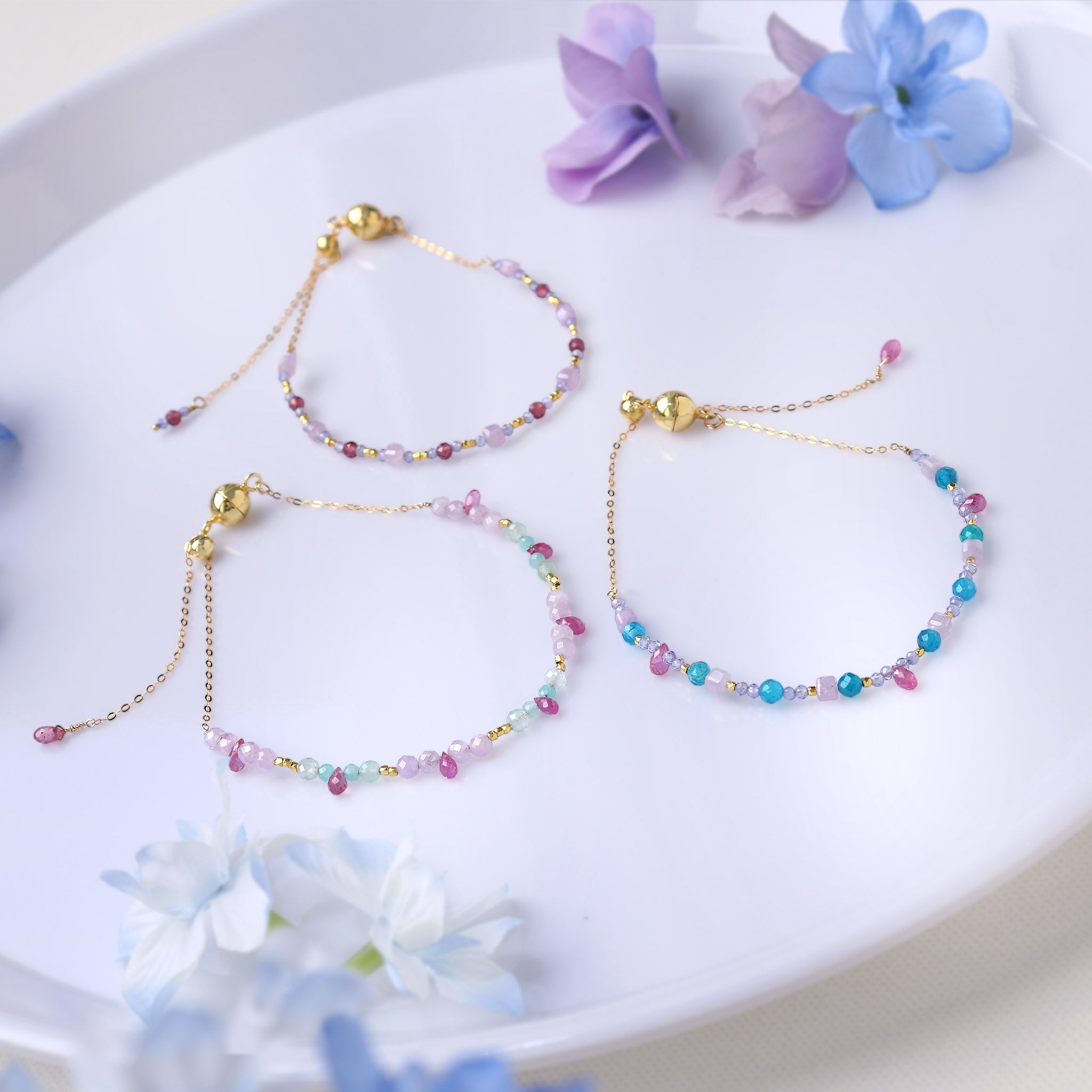 アパタイト＆サファイア ラインブレスレット | 天然石 Silver925 14KGF