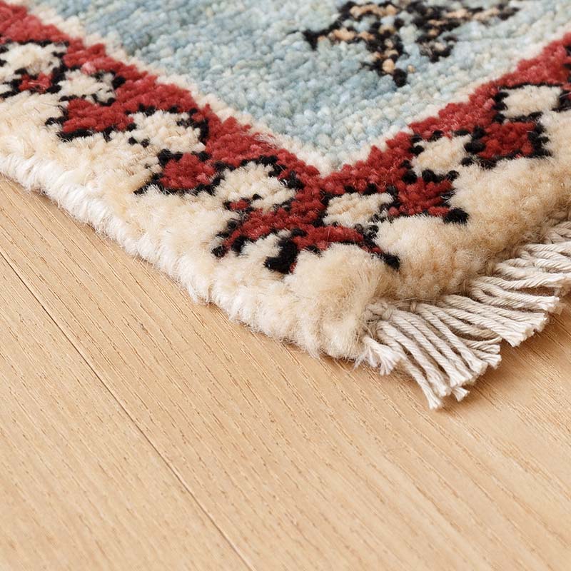 トライバルラグ柄シートクッション / トライバル ライトブルー