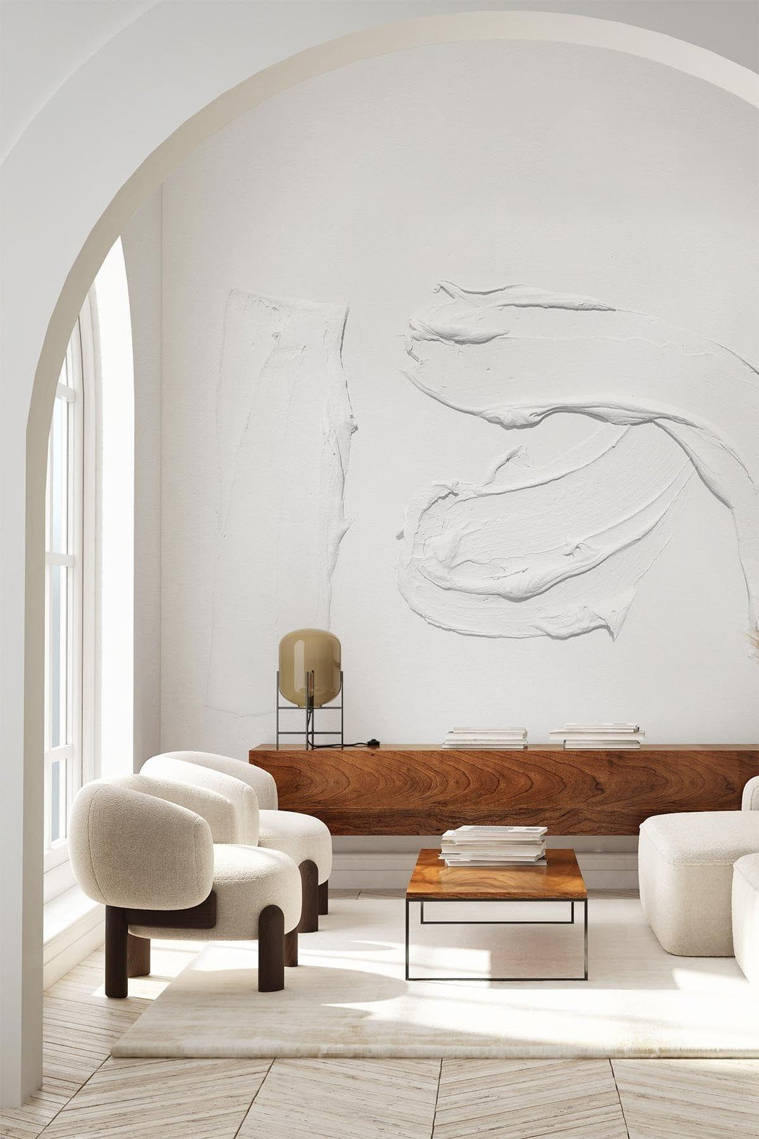 Japandi Wallpaper Design | Plaster Art | belarteSTUDIO