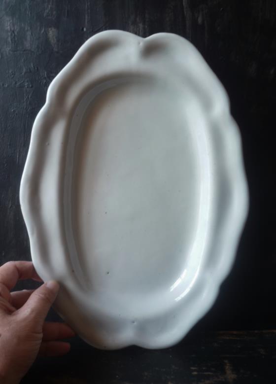 フランスアンティーク***南仏陶器 19世紀ムスティエ オーバル花リム