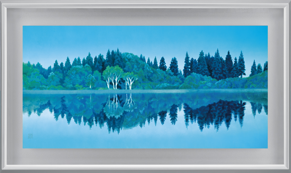 東山魁夷、青の世界、雪幕、高額画一部、版上印入り,