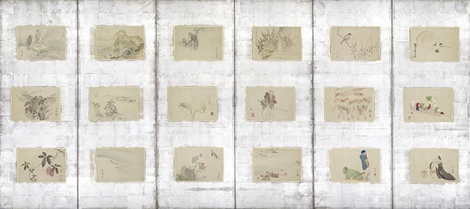 京洛三十六家山水花鳥人物図貼交屏風 | 佛教大学図書館デジタル