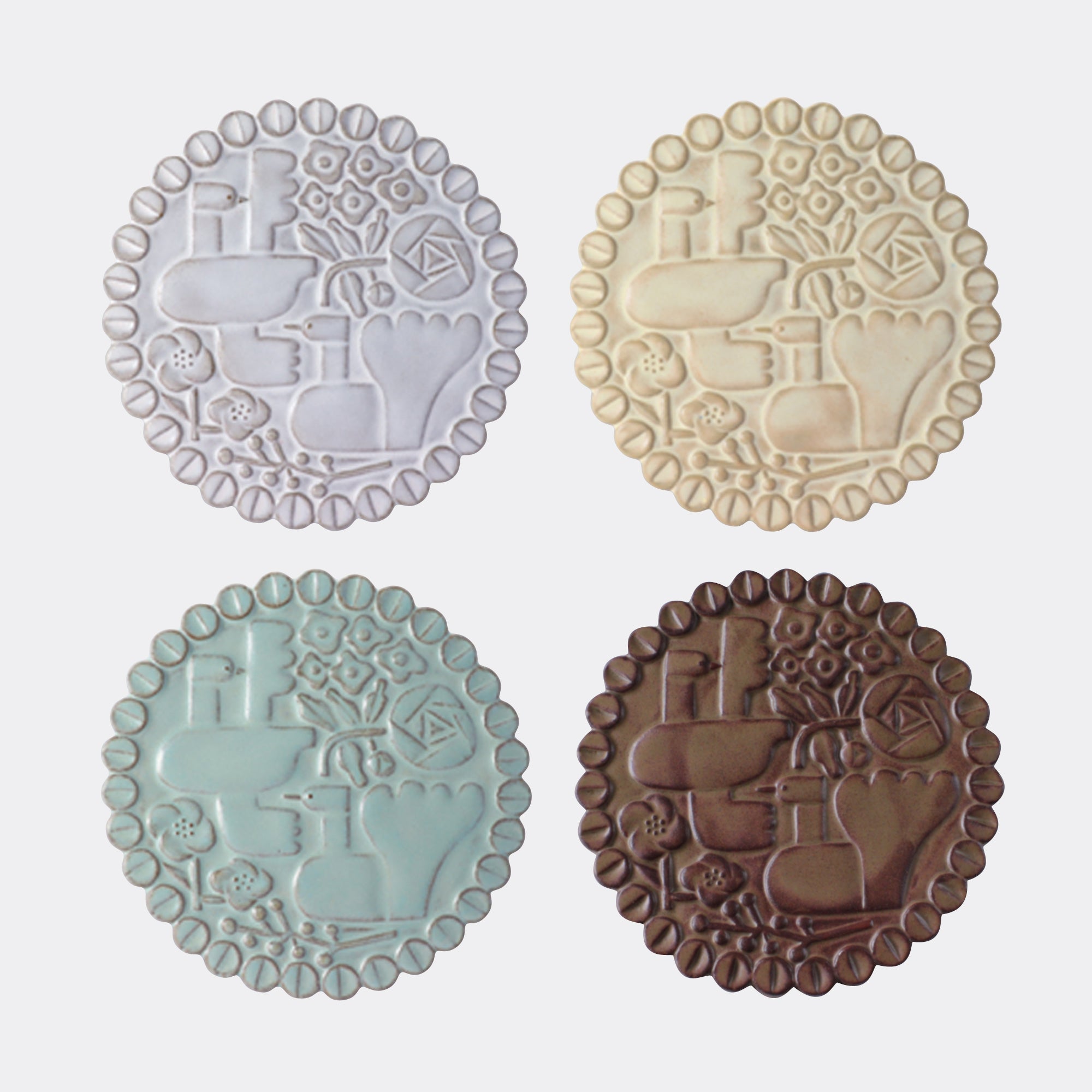 CERAMIC RELIEF PLATE / CIRCLE – BIRDS' WORDS