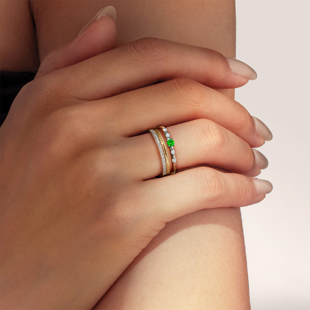 ビズー公式】デマントイドガーネット K18/PT リング・アクサンテール