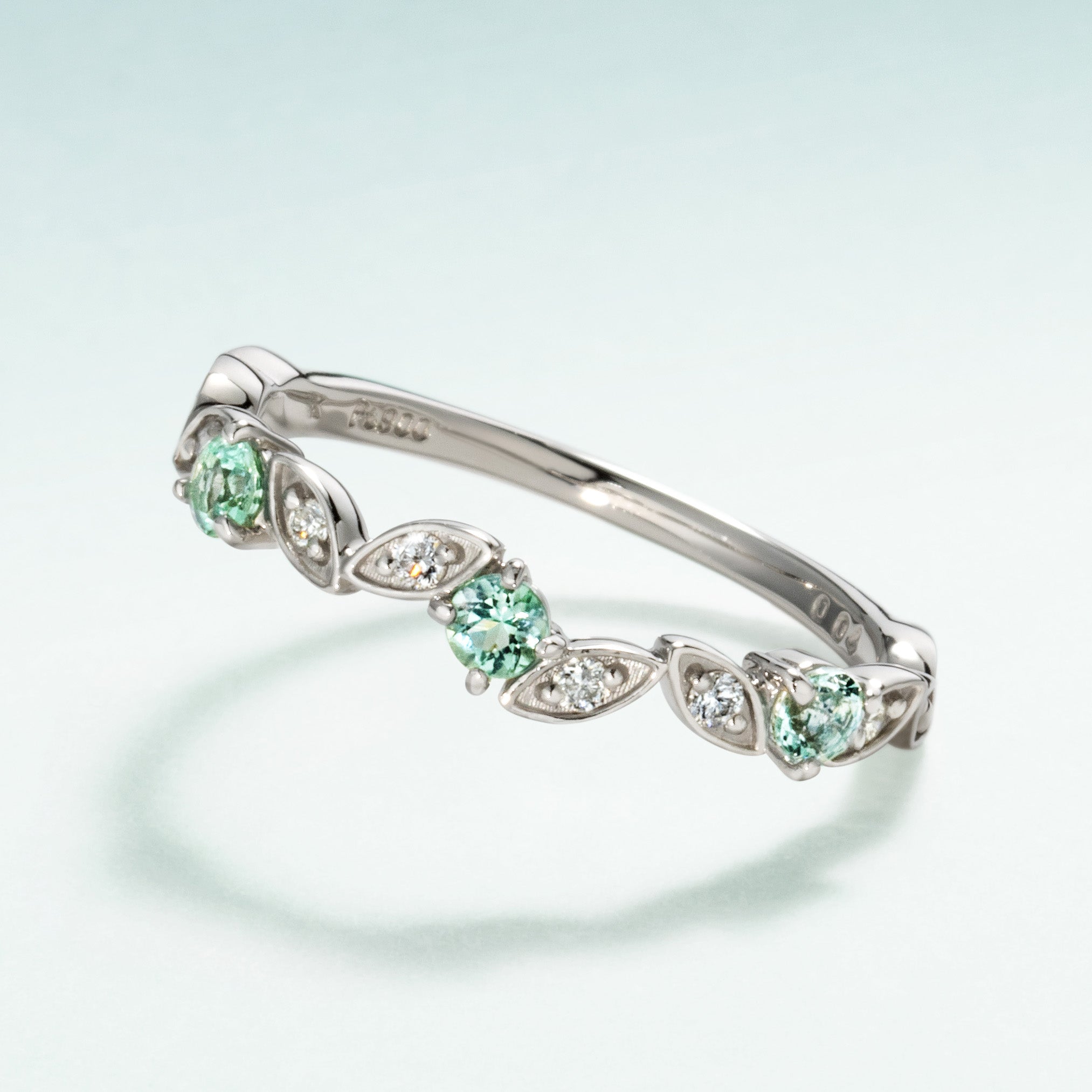 ビズー公式】ミントグリーンベリル K10/K18/PTリング・リエール